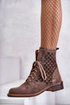 Lace-up suede boots Nicole 2751 Brown