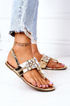 Sandals With Crystals Lu Boo Golden