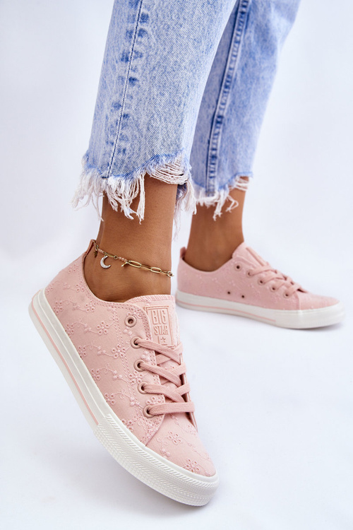 Women's Big Star Embroidered Sneakers LL274224 Pink