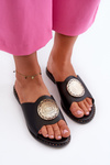 Women's Flat Heel Sandals with Decoration Black Rivashea