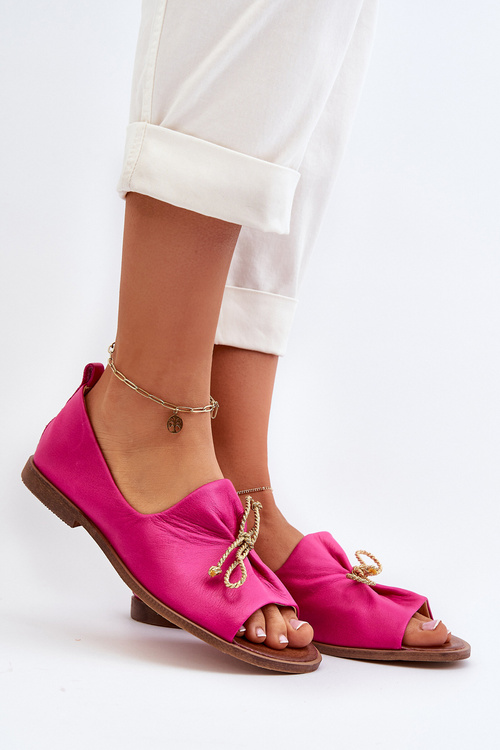 Zazoo 2660 Women's Leather Ballerina Flats Fuchsia