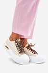 Women's Sneakers On Massive Platform With Decorative Lacing Beige Zidora