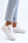 Leather Lace Up Platform Sports Shoes White Merida
