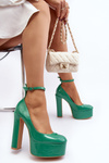 Green Patent Leather Pumps on Chunky Platform and Heel Ninames
