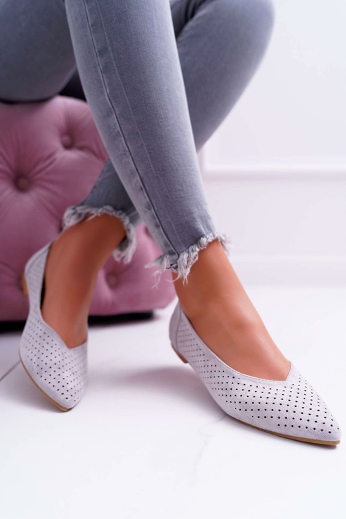 Lu Boo Women's Ballerinas Openwork Gray Dessert