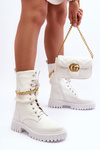 Leather High Top Sneakers with a Chain White Nameer