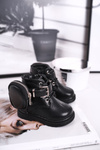 Children's boots with warm fur small bag black Twinkle