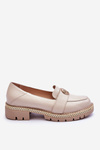 Elegant Leather Loafers Light Beige Laverne