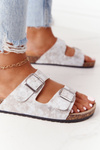 Women's Slides On Corck Silver Vivio