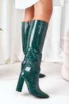 Insulated High Heel Knee Boots Green Larissa