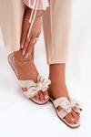 Flat Ladies Slippers With Bow Beige Tobin