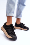 Buty Sportowe Damskie Zamsz Platforma Czarne Rohan BL391P