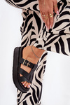 Women's Platform Sandals With Straps And Buckle Black Elimessa