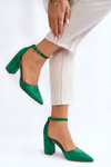  Suede Heel Pumps Green Lexie