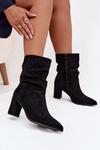 Women's Ankle Boots with Ruching Heeled Warm Black Amelise