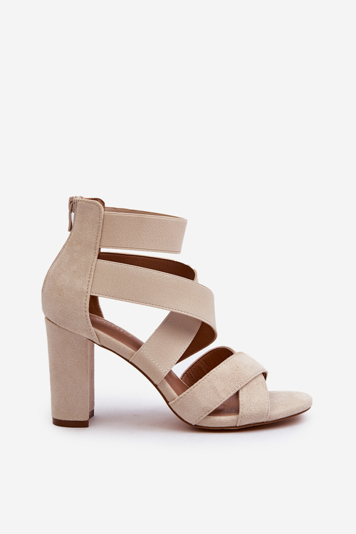 Women's sandals with straps on a beige heel Obissa