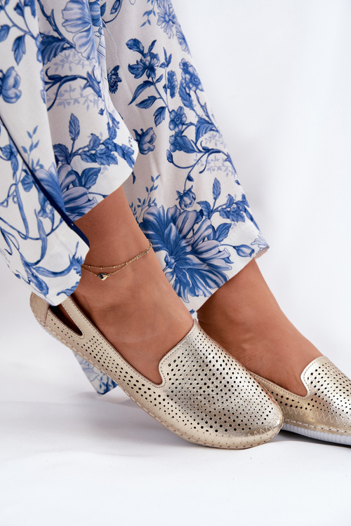 Perforated Ballerinas Made Of Natural Leather Artiker 56C2694 Gold