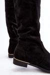 Women's Knee-High Boots On Flat Heel Black Bikka