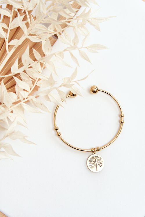 Bransoletka Damska Wsuwana Stalowa Drzewko Złota