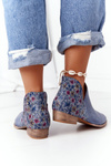Leather Boots Maciejka Navy Blue With Flowers 04091-64