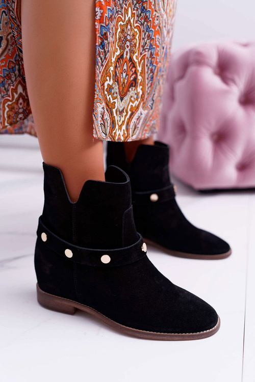 Laura Messi 1890 Leather Suede Women's Boots Black Darmah