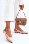 Leather Ballet Flats with Studs Beige Laroshe