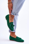 Suede Classic Fringed Loafers Green Averil
