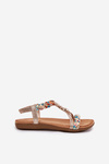 Ladies Flat Sandals With Woven Straps And Charms Artiker 54C1323 Gold