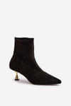 Women's Stiletto Boots Eco Suede With Pointed Toes Black Irithare