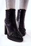 High-heeled boots with rhinestones Black Lisana