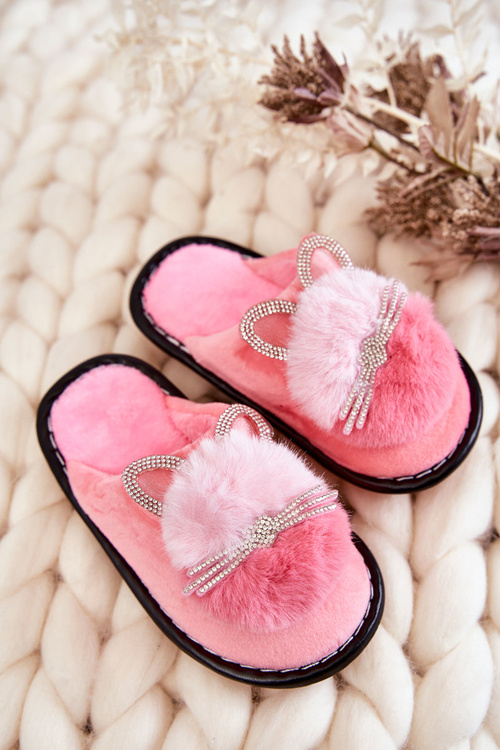 Children's slippers with a kitten and rhinestones Light pink Carliss