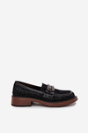 Suede Women's Loafers with Decoration D&A MR52-176 Black