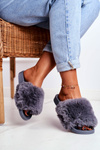 Women's Slides With Fur Grey Sensitive