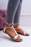 Women's Flat Leather Sandals Gold Nicole 2403 Melbourne