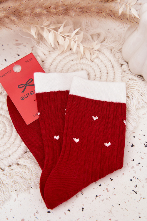 Women's Christmas Socks With Red Hearts
