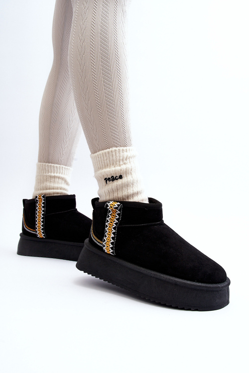 Platform Snow Boots with Pattern Black Udra