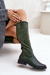 Women's Insulated Knee High Boots With Zipper Green Ivasira