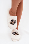 Furry slippers with hearts white Amandra