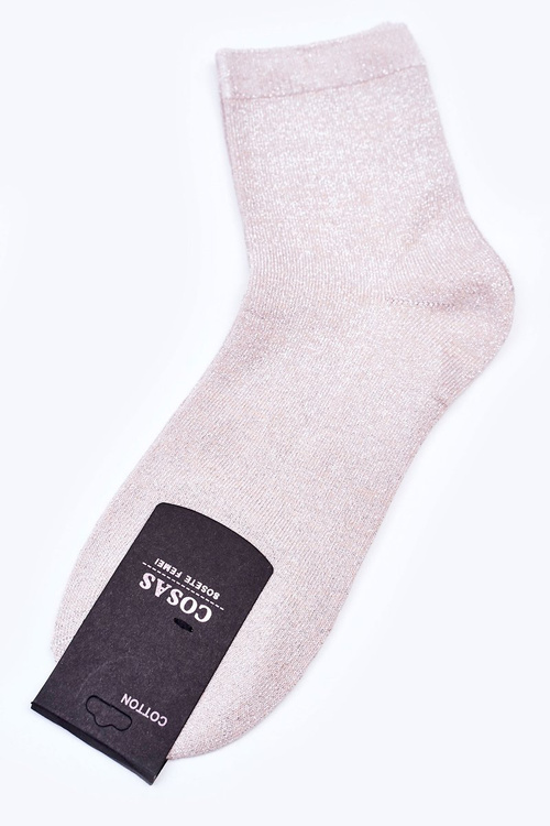 Women's Cotton Socks With Silver Thread COSAS Ecru