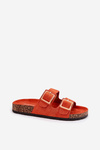 Women's Sandals With Buckles On Cork Sole Orange Sercele