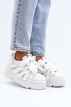Sneakersy Skórzane Masywna Platforma Białe Zazoo 2F-7033