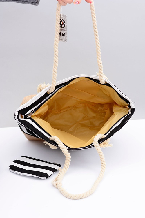 Women's Black Large Navy Beach Handbag