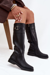 Women's Flat Heeled Boots with Decorative Detail Black Arvessa