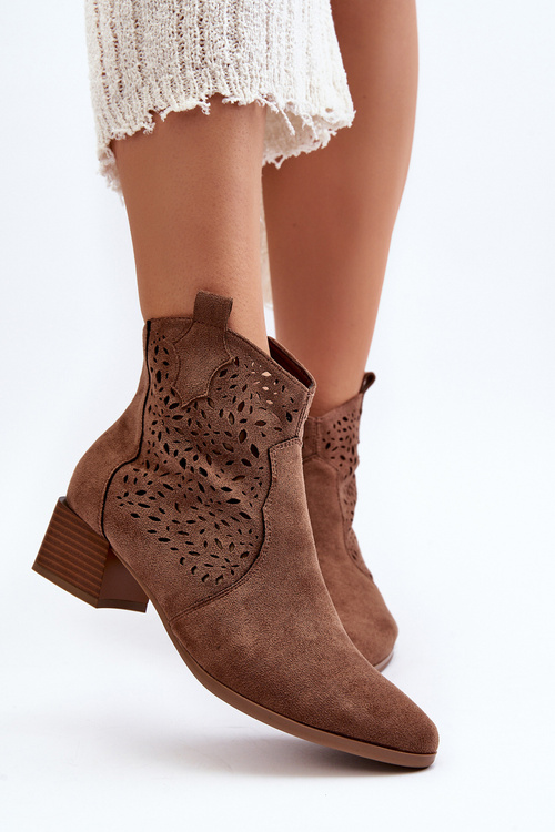 Women's Openwork Ankle Boots Brown Madalina
