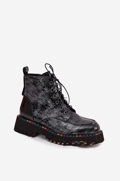 Leather Patent Leather Women's Ankle Boots Artiker 57C0065 Gray