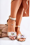 Women's Leather Sandals On A Flat Heel Golden Morlee