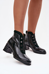 Lacquered Women's Boots Made of Genuine Leather on Heel DACR52696 Dark Green
