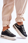 Comfortable Women's Sport Shoes On The Platform Black And Beige Devan