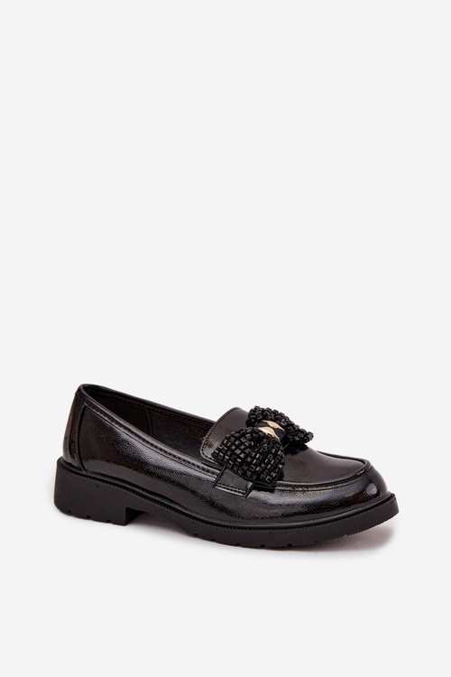 Patent Leather Women's Loafers with Bow S.Barski HY52-319A Black