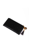Leather Wallet with Tassel Black/Brown Madis
